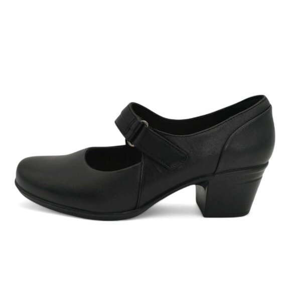 Clarks Women's Size 8 Wide Black Emslie Lulin Mary Jane Chunky Block Heel Pumps - Picture 5 of 16